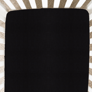 black linen crib sheet