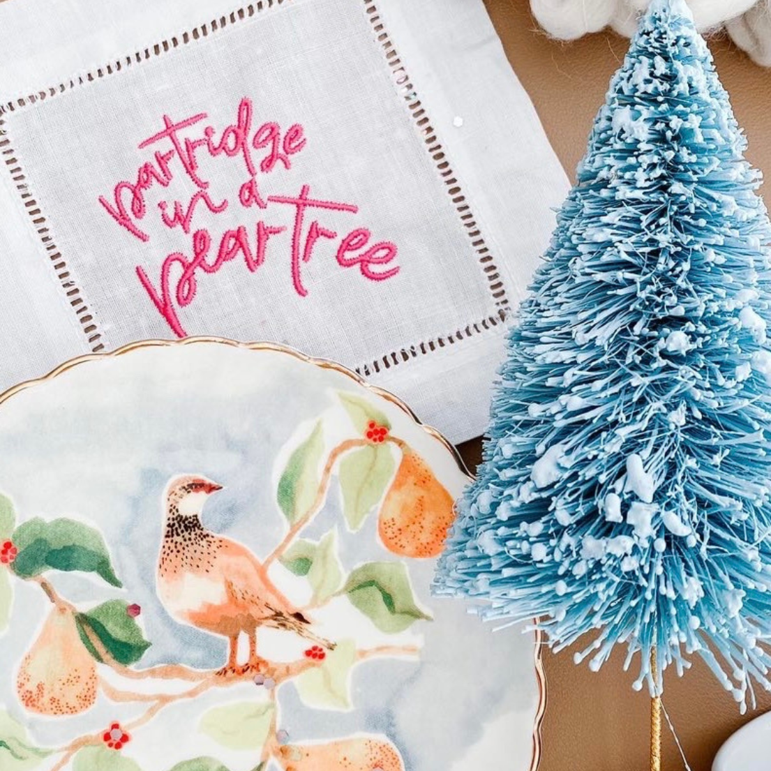 Twelve Days of Christmas Embroidered Cloth Napkins - Set of 12 napkins